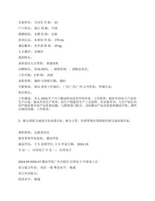 业务员中文简历写作