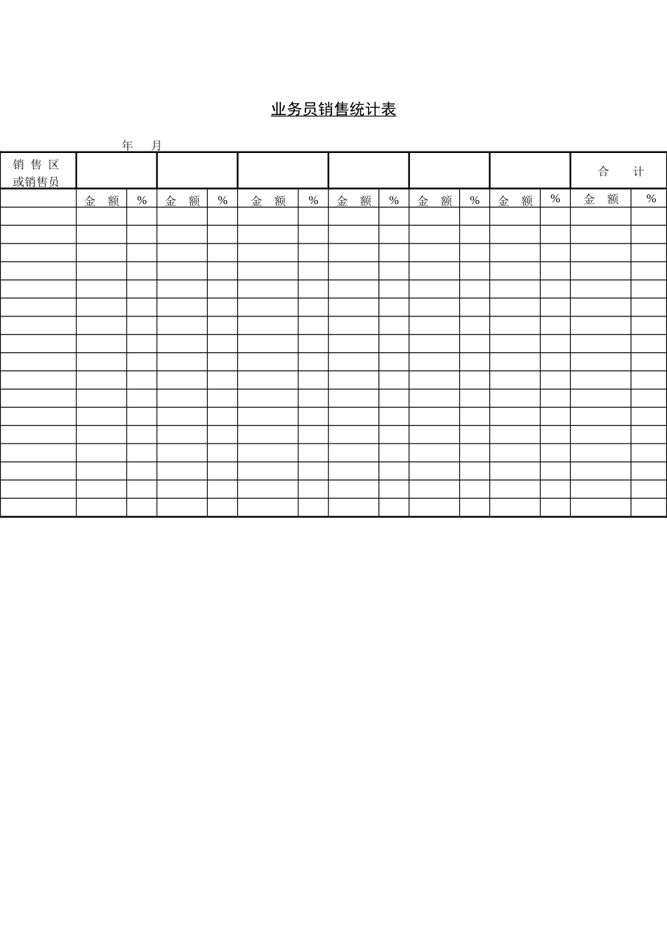 业务员销售统计表（DOC 1页）_第1页
