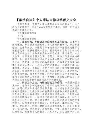 个人廉洁自律总结范文大全