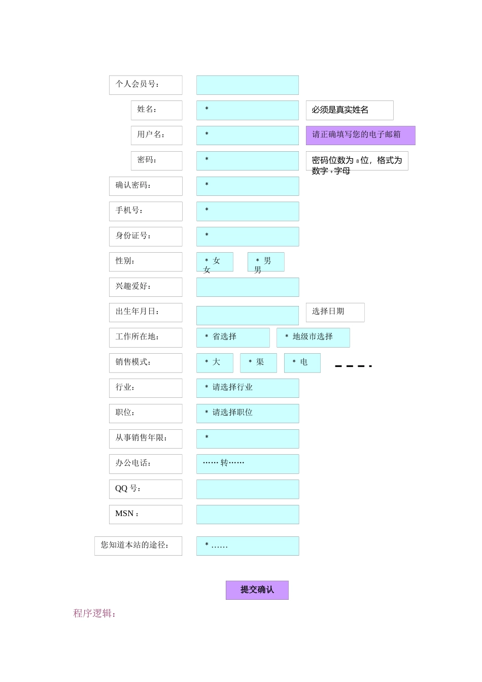 个人注册、企业会员注册、信用档案开发设计详细文档_第3页