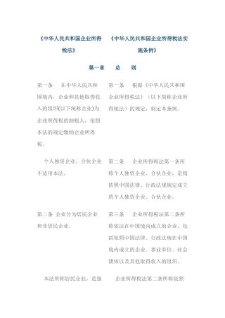 中华人民共和国企业所得税法与实施条例