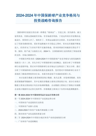 中国保龄球产业投资战略咨询报告