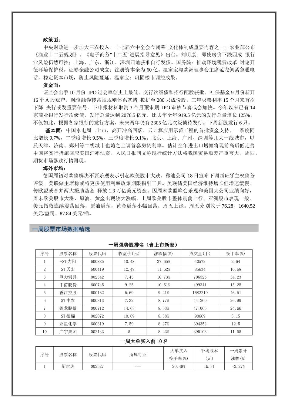 中央财政近两周消息面回顾_第1页