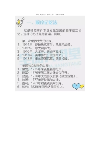 中学历史记忆方法大全-总有合适你
