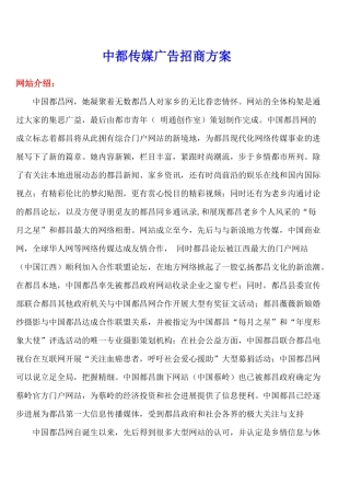 中都传媒广告招商方案