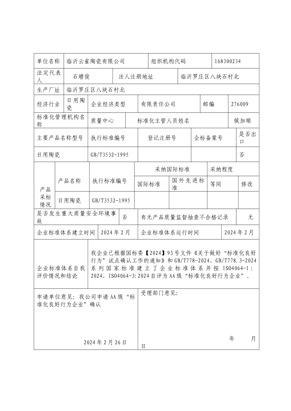 临沂云雀陶瓷公司标准体系手册_第2页
