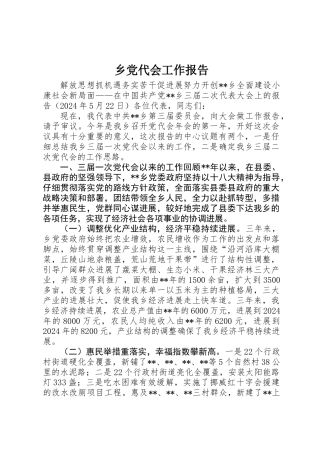 乡党代会工作报告 
