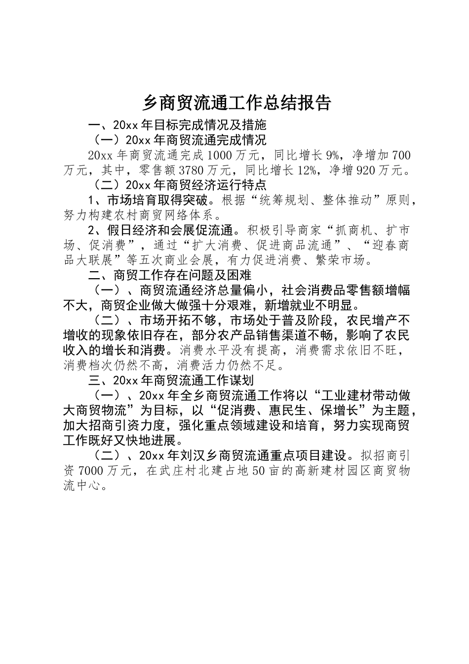 乡商贸流通工作总结报告_第1页