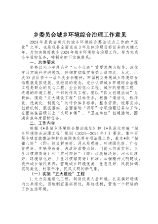 乡委员会城乡环境综合治理工作意见