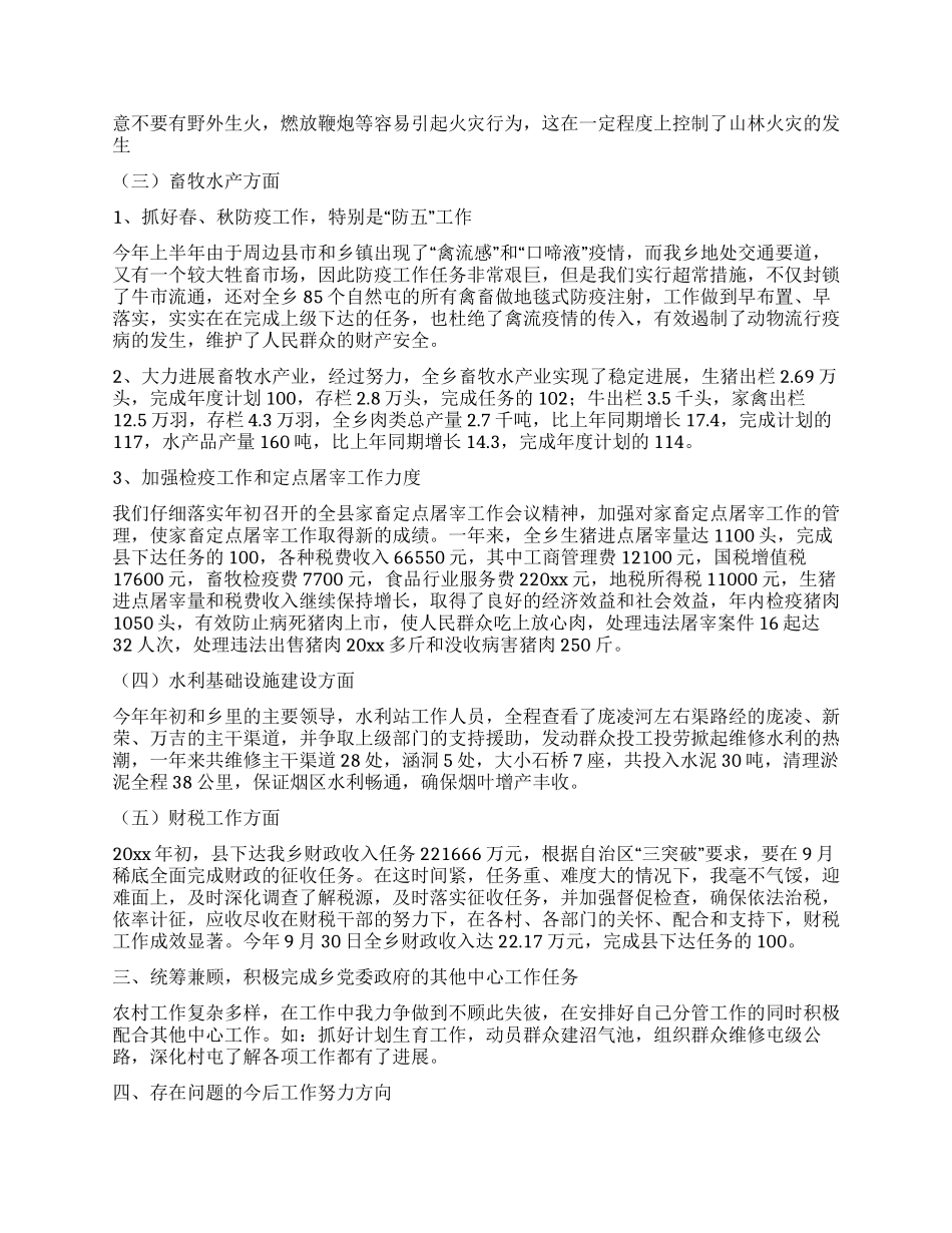 乡政府副职领导述职报告_第2页