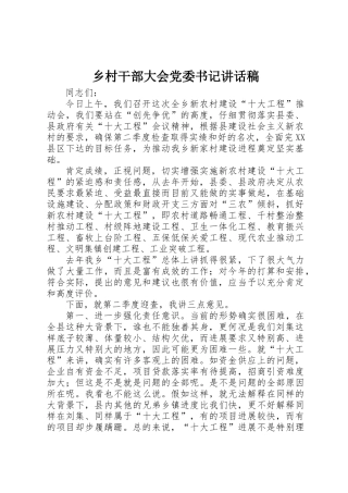 乡村干部大会党委书记讲话稿