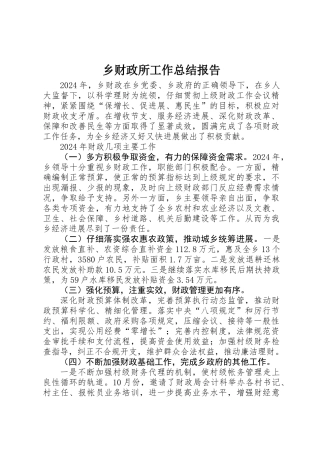 乡财政所工作总结报告
