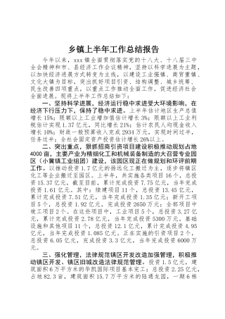 乡镇上半年工作总结报告