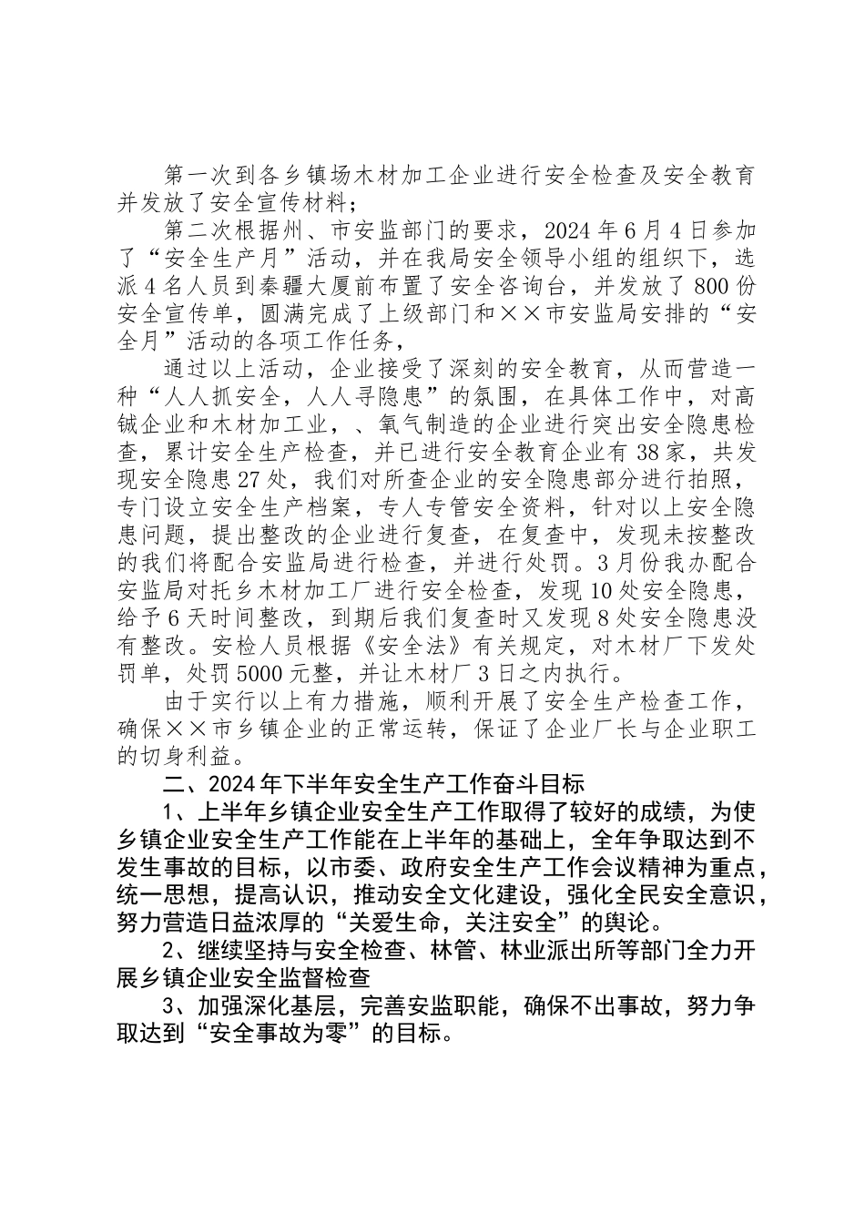 乡镇企业半年安全生产工作总结_第2页