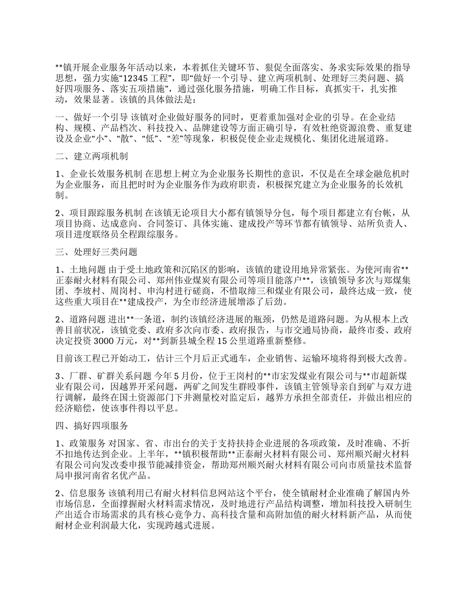 乡镇企业服务年活动工作总结_第1页