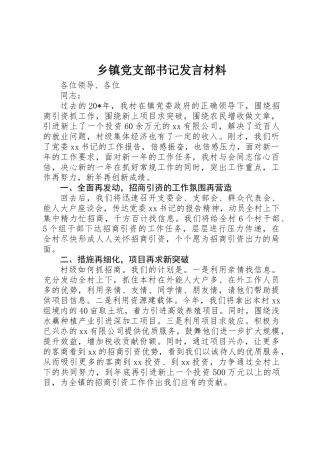 乡镇党支部书记发言材料