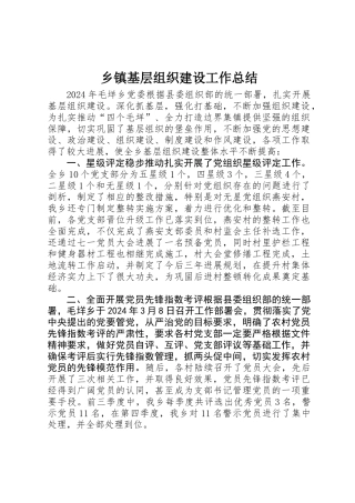 乡镇基层组织建设工作总结