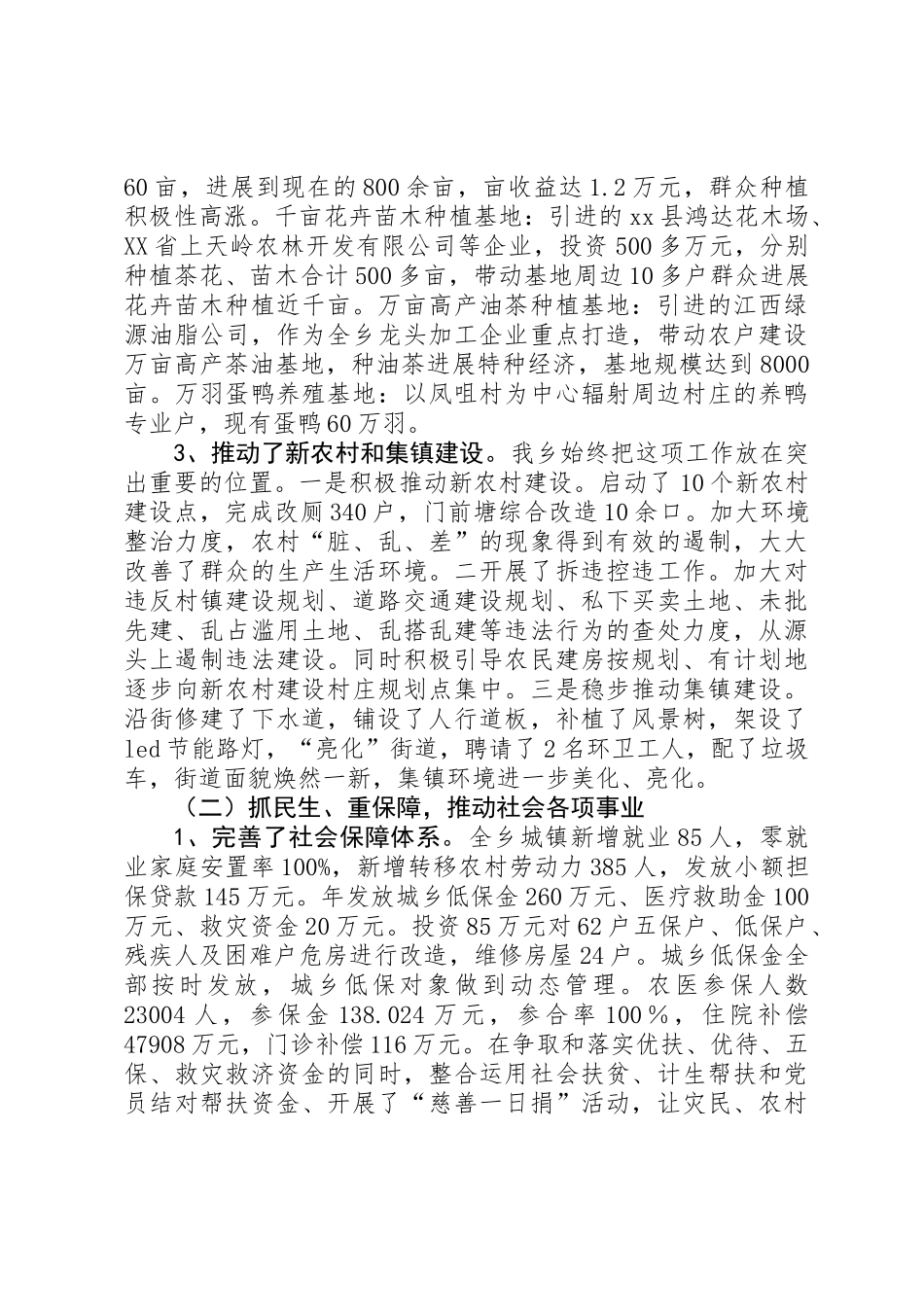 乡镇工作总结报告 _第2页