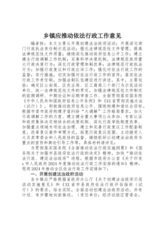 乡镇应推进依法行政工作意见