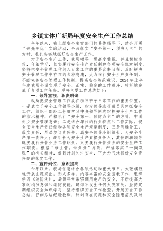乡镇文体广新局年度安全生产工作总结