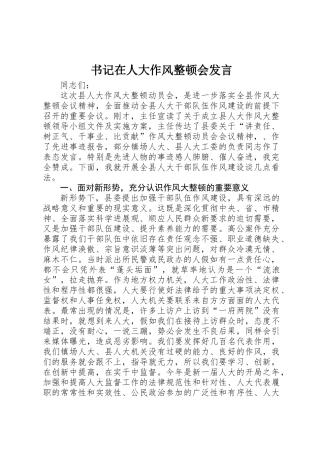 书记在人大作风整顿会发言