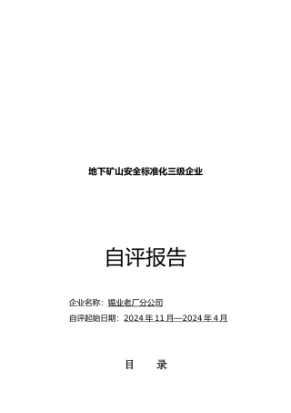 云南某公司安全标准化自评报告书