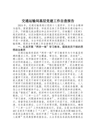 交通运输局基层党建工作自查报告