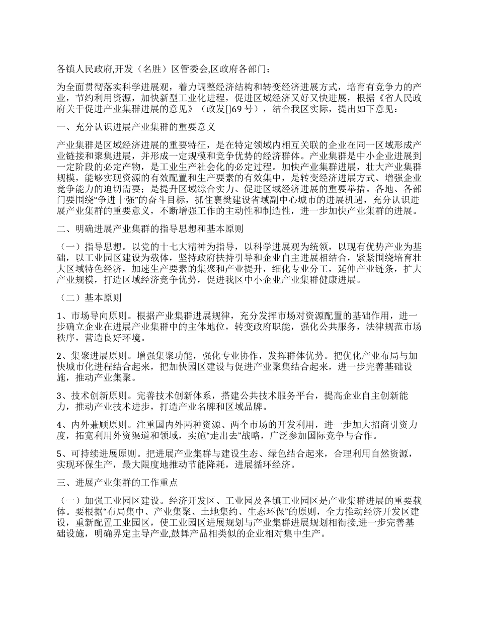 产业集群发展工作意见_第1页