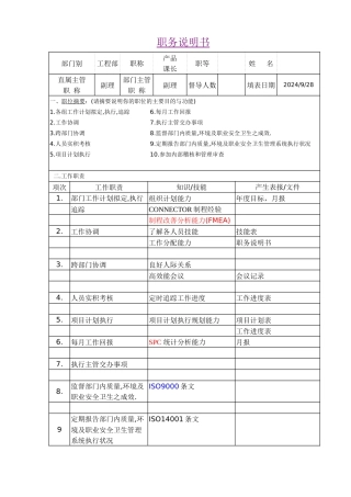 产品课长职务说明书