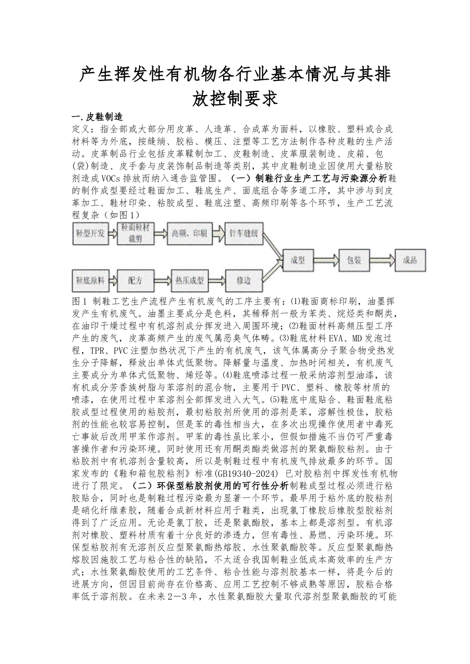 产生挥发性有机物各行业基本情况和排放控制要求内容_第1页