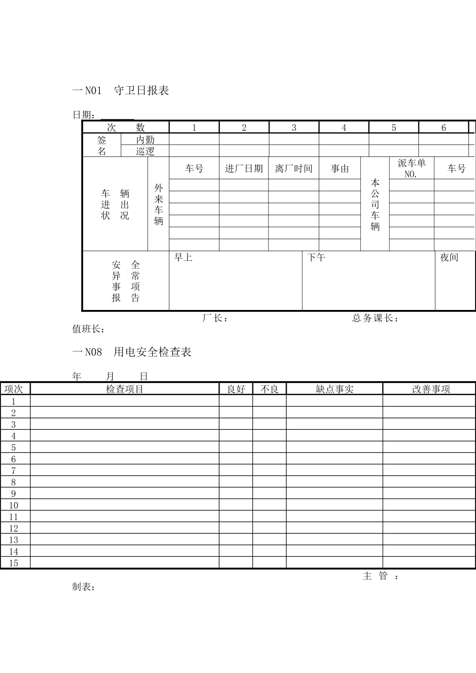 人事行政管理表格N横表格_第1页
