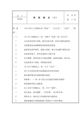 人力资源-202420奖惩规定Ｃ