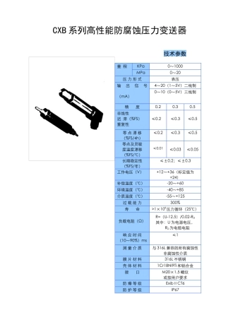 人力资源-2024CYB系列高性能防腐防爆压力变送器