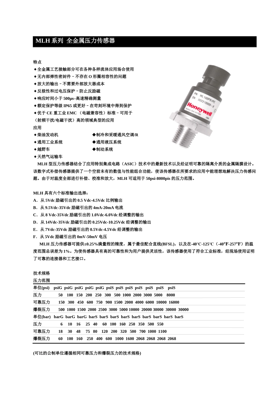 人力资源-2024MSP-300不锈钢压力传感器_第1页