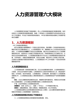 人力资源六大模块概述
