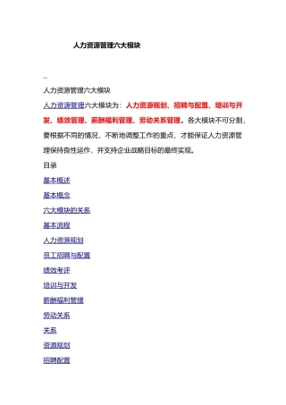 人力资源六大管理模块