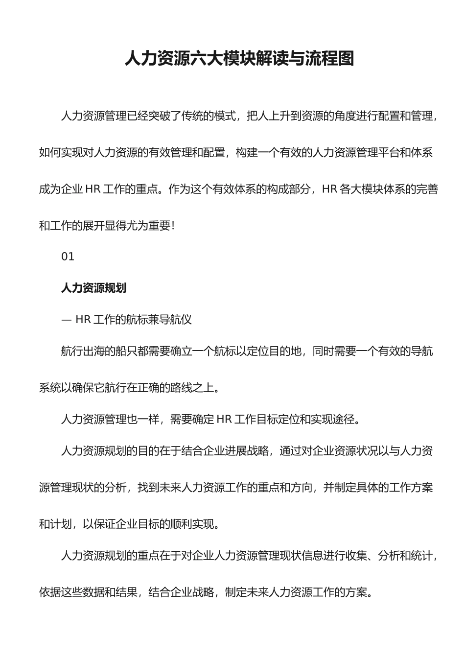 人力资源六大模块解读与流程图_第1页