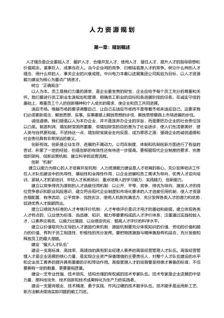 人力资源发展规划报告