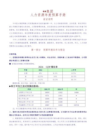 人力资源年度预算手册范本