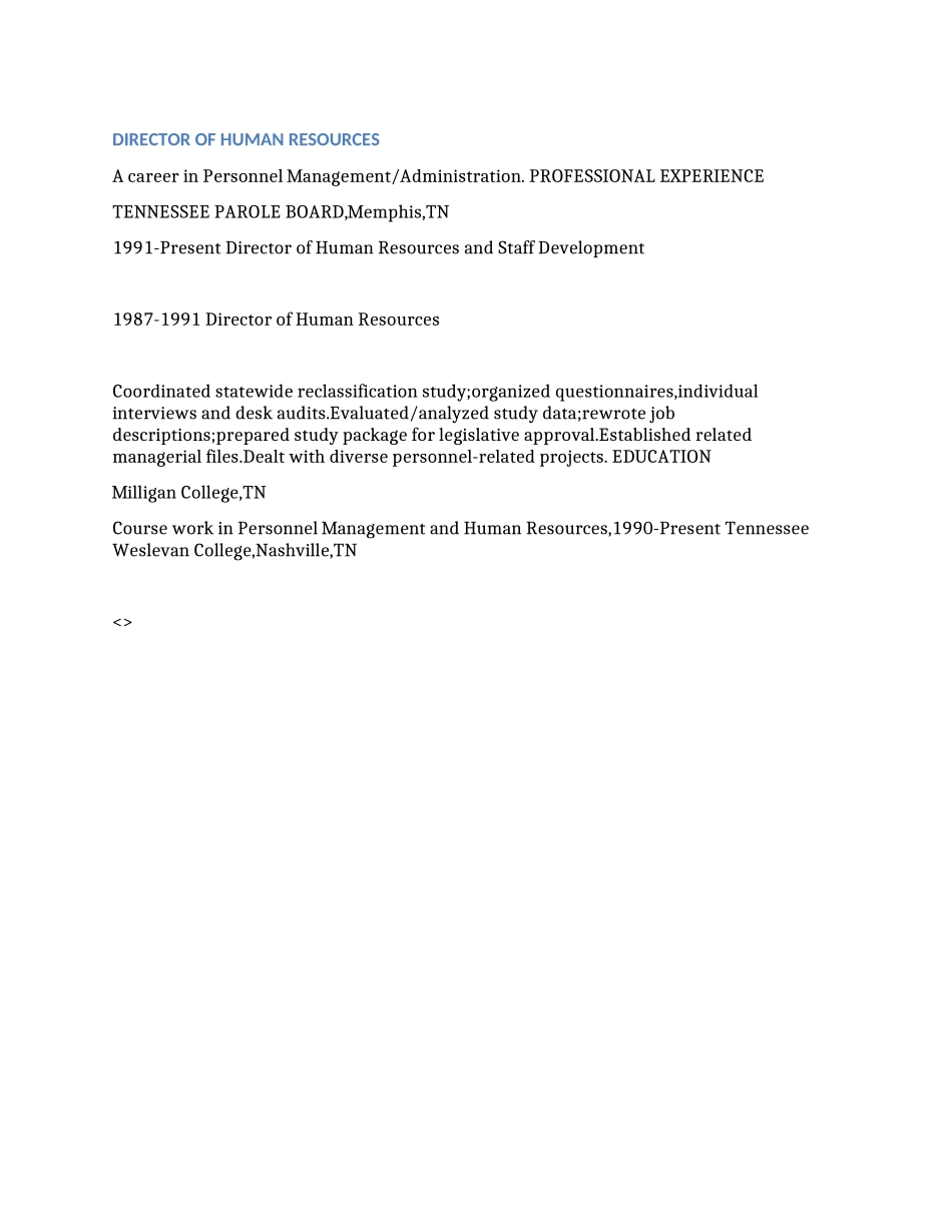 人力资源总监英文简历范文_第1页