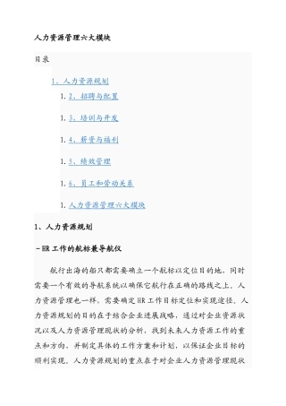 人力资源知识管理六大模块