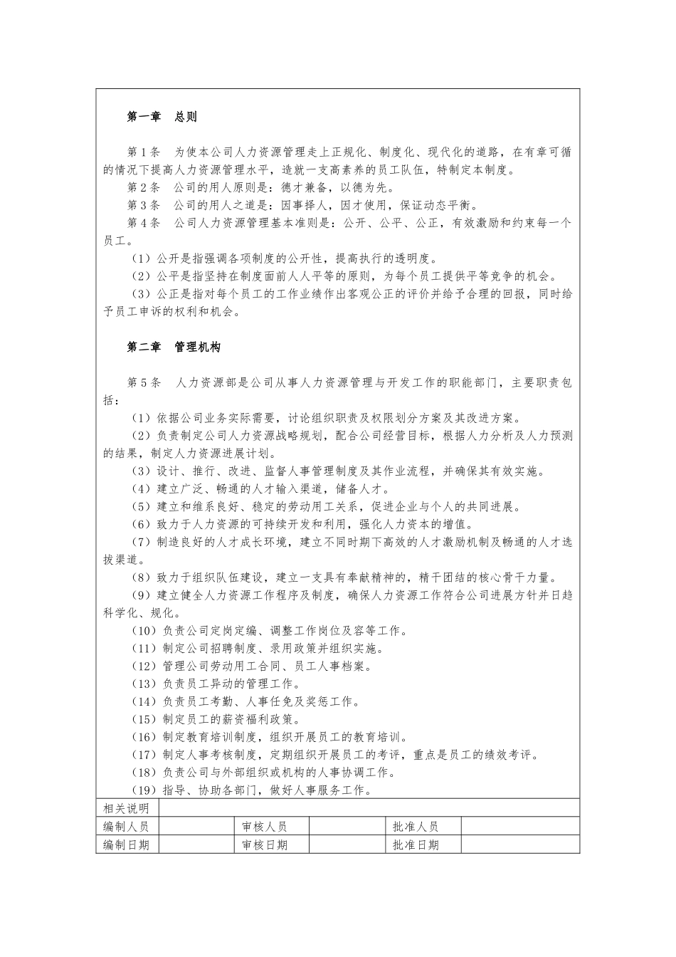 人力资源管理制度范本_第2页