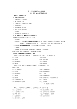 人力资源管理师 第一讲  组织设置与人力资源管理