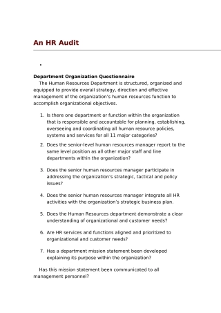 人力资源管理自查体系