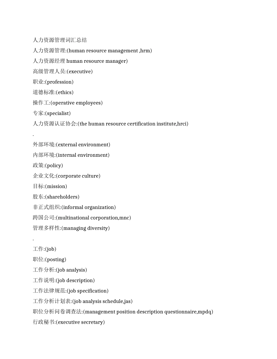 人力资源管理词汇总结_第1页