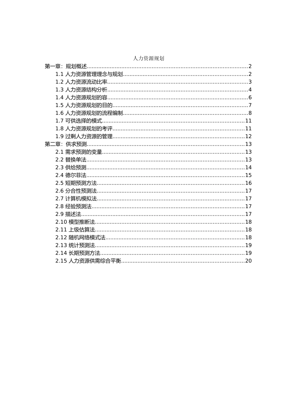 人力资源规划内容与流程图_第1页