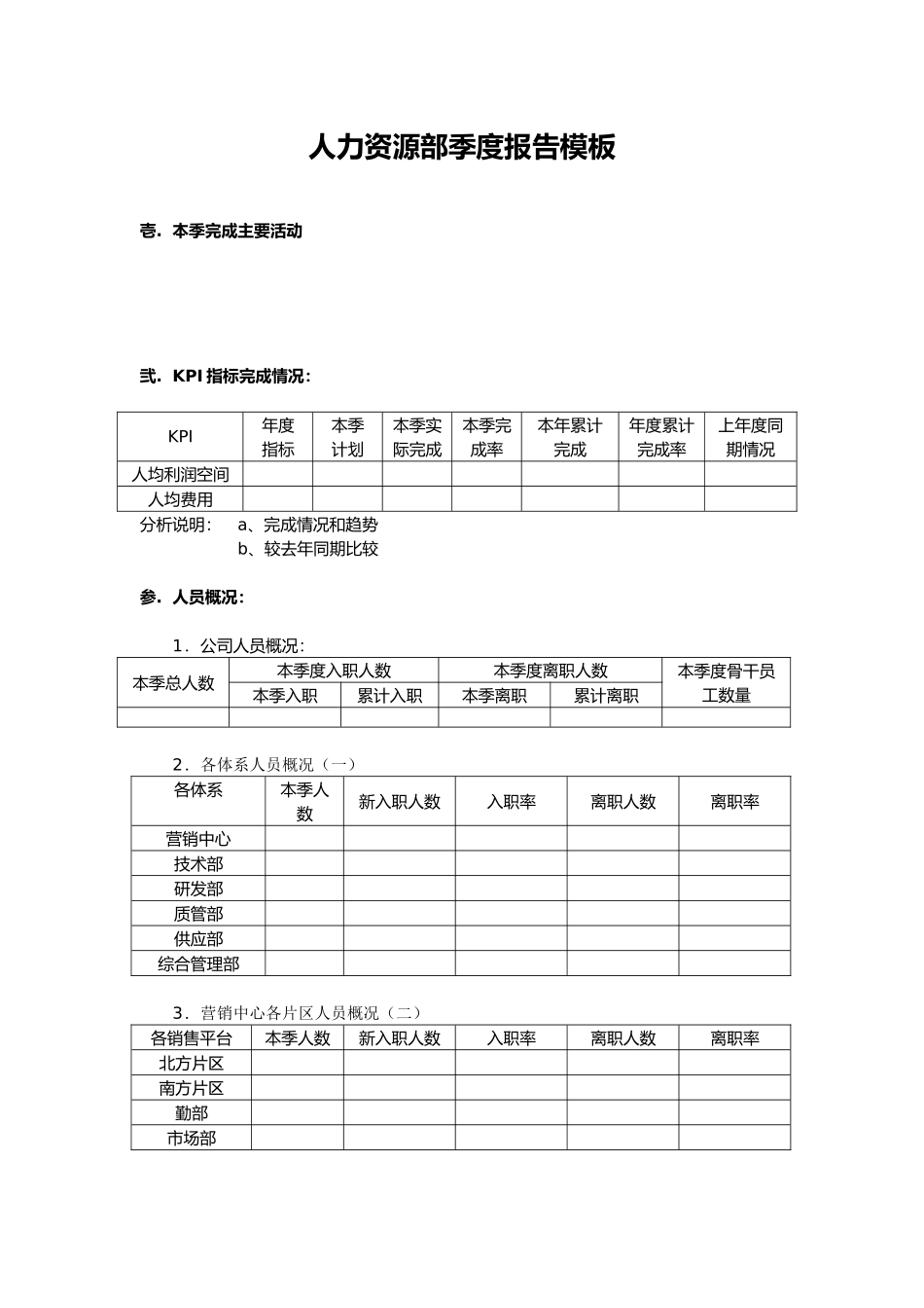 人力资源部季度报告模板_第1页