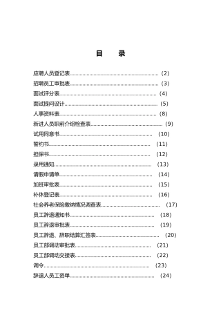 人力资源部系列表格模板