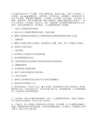 人力资源部经理个人简历范文