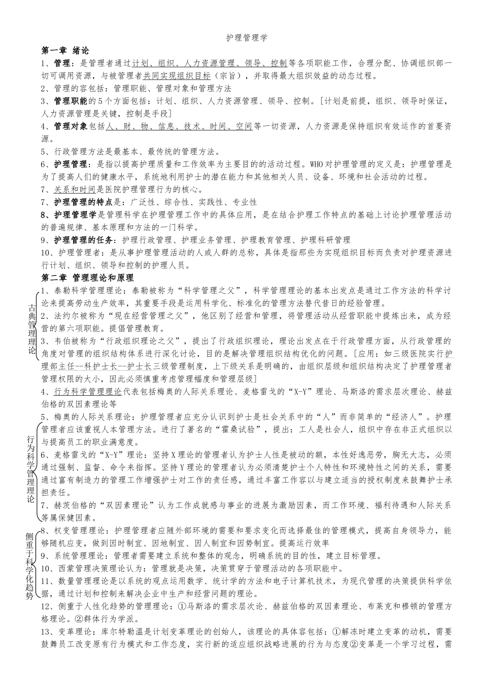 人卫第六版护理_管理学重点_第1页
